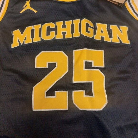 Jordan Michigan Wolverines #25 Limited Basketball Jersey Mens Size Medium Blue - Picture 2 of 9